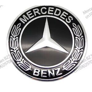 Set of 4 Black Wreath Wheel Center Stickers 56MM For Mercedes Benz